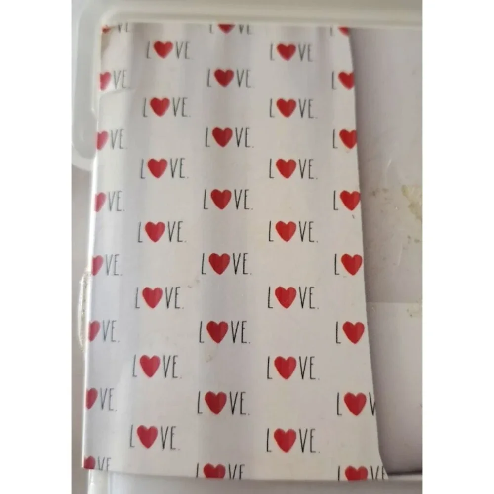 NEW Rae Dunn Hearts Love Shower Curtain Liner Valentine's Day Red Black
